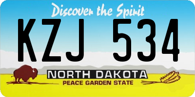 ND license plate KZJ534