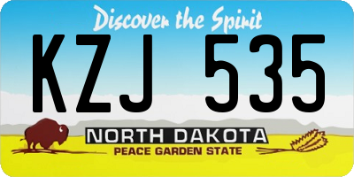 ND license plate KZJ535