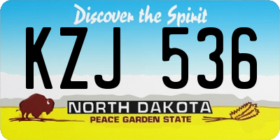 ND license plate KZJ536