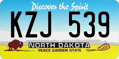 ND license plate KZJ539