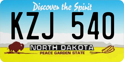 ND license plate KZJ540