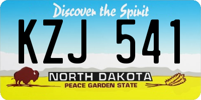 ND license plate KZJ541