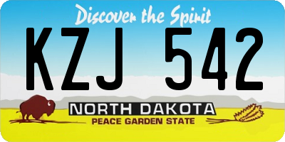 ND license plate KZJ542