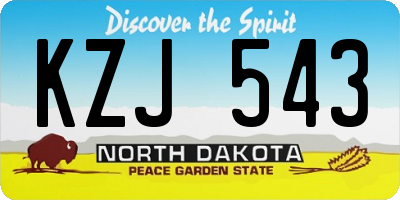ND license plate KZJ543