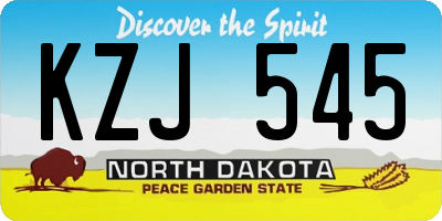 ND license plate KZJ545