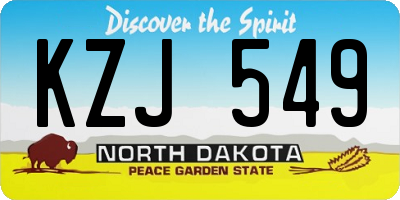 ND license plate KZJ549
