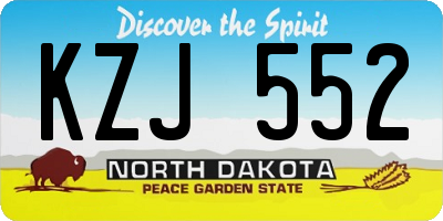 ND license plate KZJ552