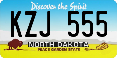 ND license plate KZJ555