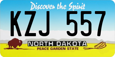 ND license plate KZJ557