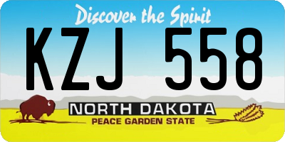ND license plate KZJ558