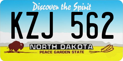 ND license plate KZJ562
