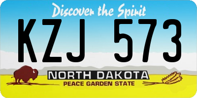 ND license plate KZJ573