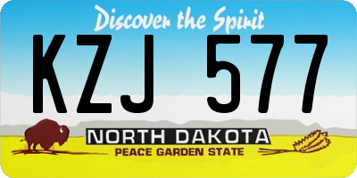 ND license plate KZJ577