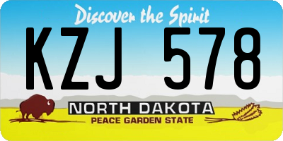 ND license plate KZJ578