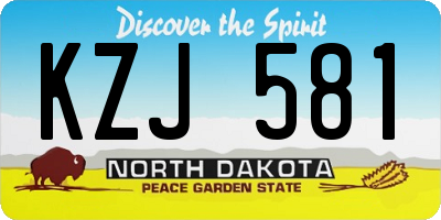 ND license plate KZJ581