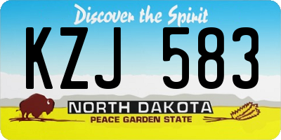 ND license plate KZJ583
