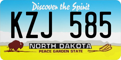 ND license plate KZJ585