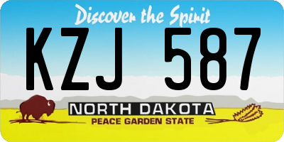 ND license plate KZJ587