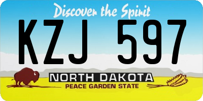 ND license plate KZJ597