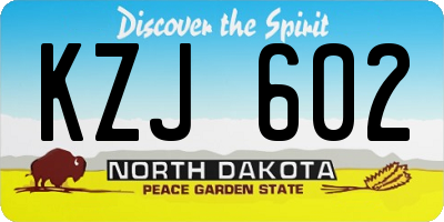 ND license plate KZJ602