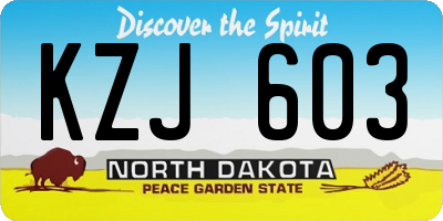 ND license plate KZJ603