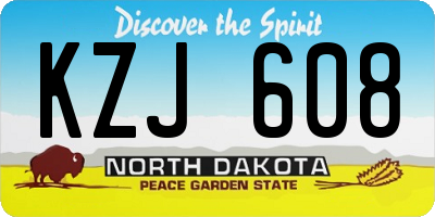ND license plate KZJ608