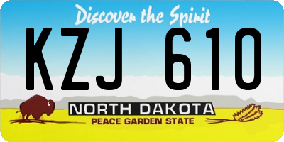 ND license plate KZJ610