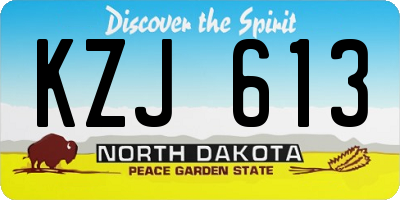 ND license plate KZJ613