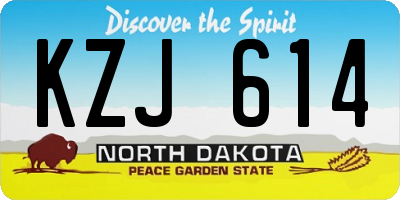 ND license plate KZJ614