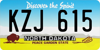 ND license plate KZJ615