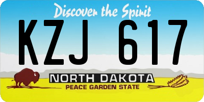 ND license plate KZJ617
