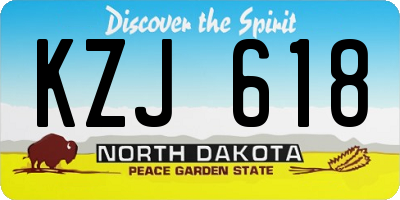 ND license plate KZJ618
