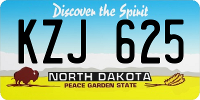 ND license plate KZJ625