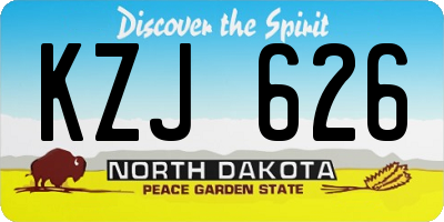 ND license plate KZJ626