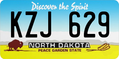 ND license plate KZJ629