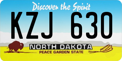ND license plate KZJ630