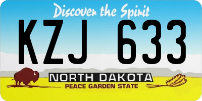 ND license plate KZJ633