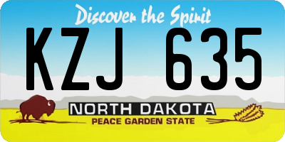 ND license plate KZJ635