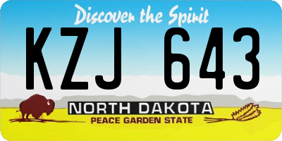 ND license plate KZJ643