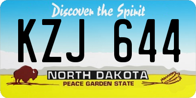 ND license plate KZJ644