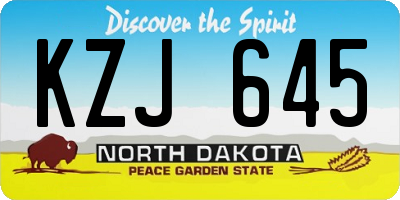 ND license plate KZJ645