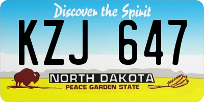 ND license plate KZJ647