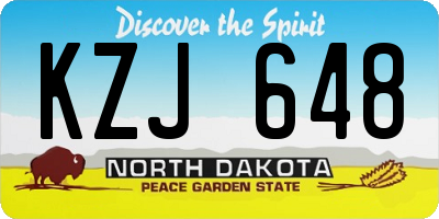 ND license plate KZJ648