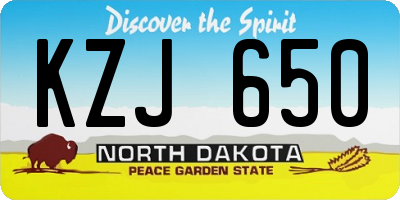 ND license plate KZJ650