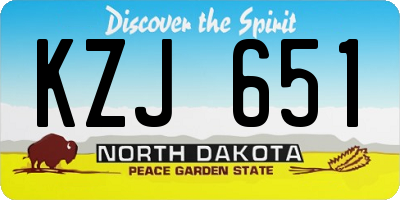 ND license plate KZJ651