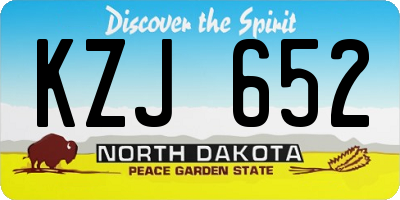 ND license plate KZJ652