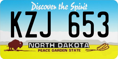 ND license plate KZJ653