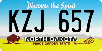 ND license plate KZJ657