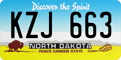 ND license plate KZJ663