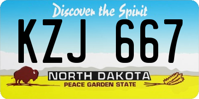 ND license plate KZJ667
